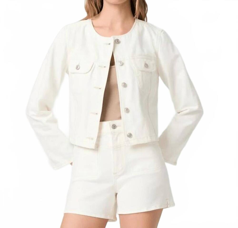 NEW PAIGE dean collarless jacket in toasted ecru